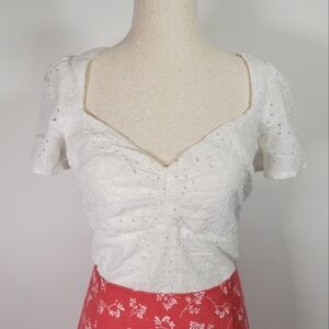 Abercrombie and Fitch short sleeve eyelet blouse